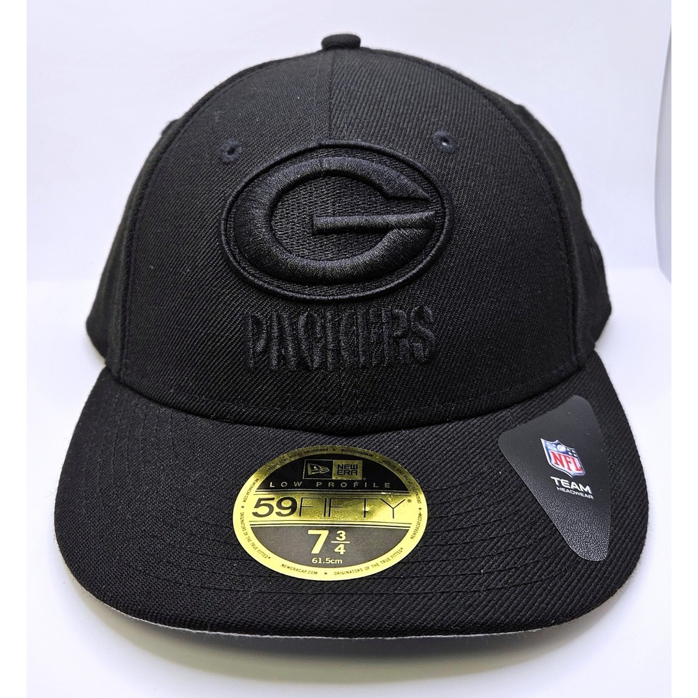 New Era Green Bay Packers 59FIFTY Low Profile Black Fitted Hat 7 3/4 70342002